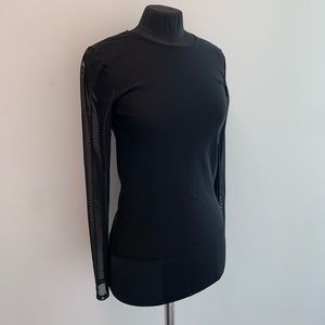 Mesh Black Crew Neck Long Sleeve